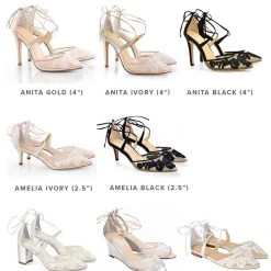 AMELIA Floral Ivory Lace Kitten Heels Wedding