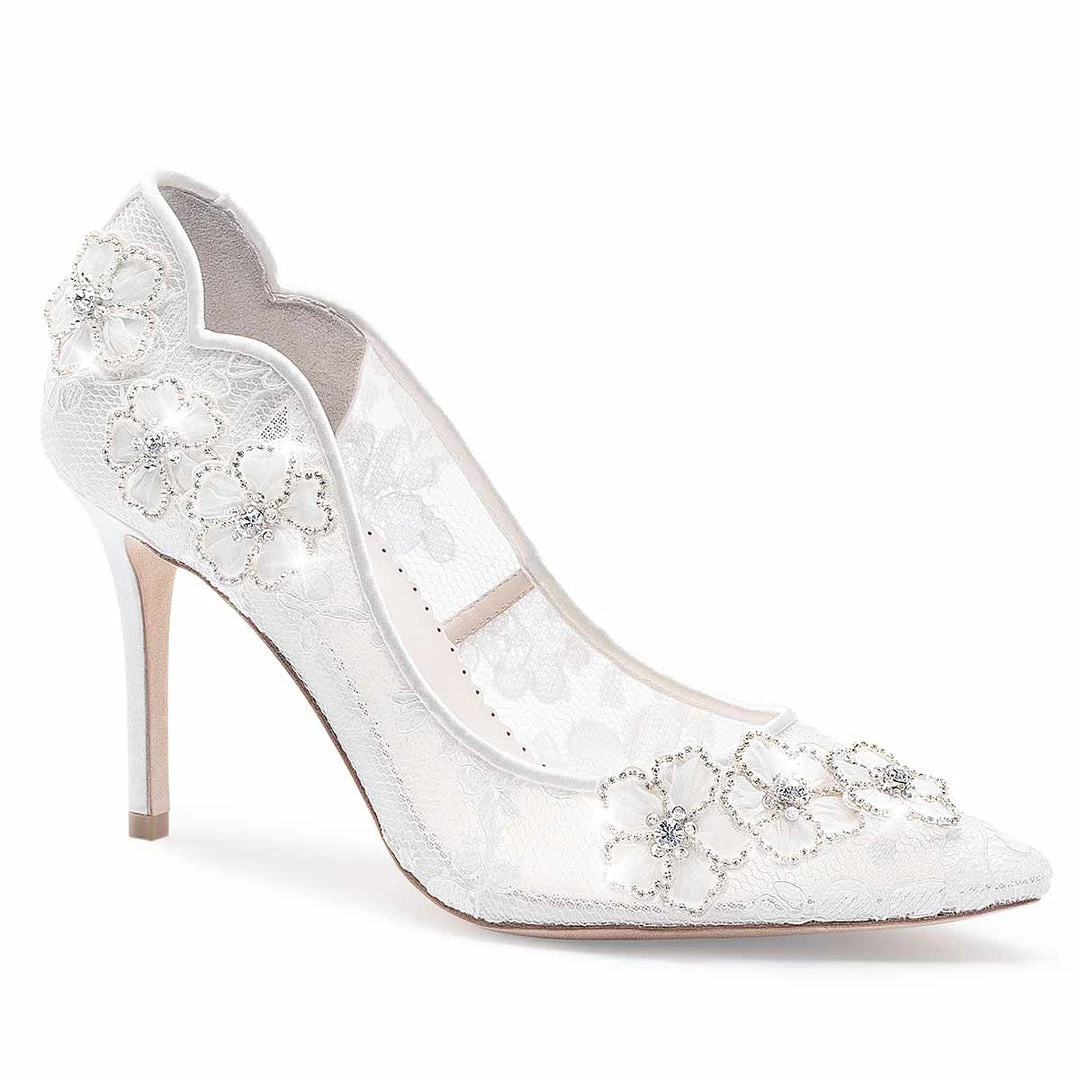 AURORA Wedding Crystal And Lace Bridal Shoes 5 AURORA Wedding Crystal And Lace Bridal Shoes