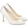 AUDREY IVORY Ivory Pumps With Pearl & Gold Ring Heels Wedding