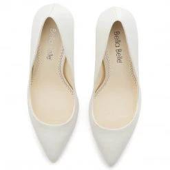 AUDREY IVORY Ivory Pumps With Pearl & Gold Ring Heels Wedding