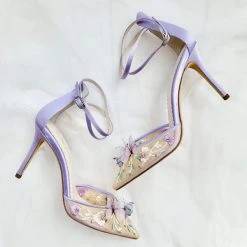 EVE Lavender Butterfly Heels, Garden Party Shoes Wedding