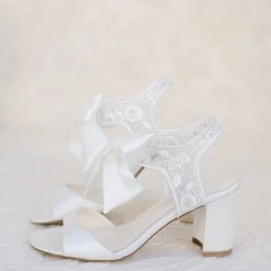 CAMILA Wedding Bridal Shoes Open Toe Block Heel Sandal