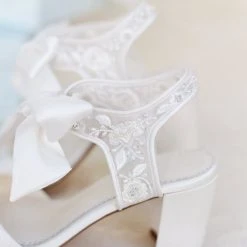 CAMILA Wedding Bridal Shoes Open Toe Block Heel Sandal