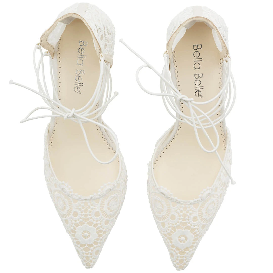 CASSIE Lace Up Crocheted Ivory Strappy Block Heels Wedding 5 CASSIE Lace Up Crocheted Ivory Strappy Block Heels Wedding
