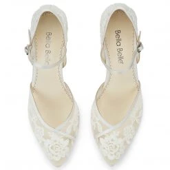 CHELSEA IVORY Lace Ivory Block Heel Wedding Shoes 8 CHELSEA IVORY Lace Ivory Block Heel Wedding Shoes