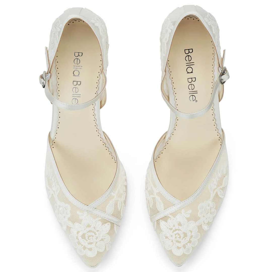CHELSEA IVORY Lace Ivory Block Heel Wedding Shoes 4 CHELSEA IVORY Lace Ivory Block Heel Wedding Shoes
