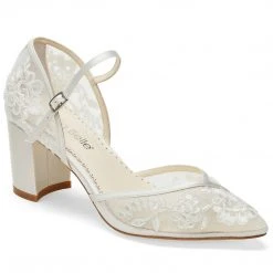 CHELSEA IVORY Lace Ivory Block Heel Wedding Shoes 7 CHELSEA IVORY Lace Ivory Block Heel Wedding Shoes