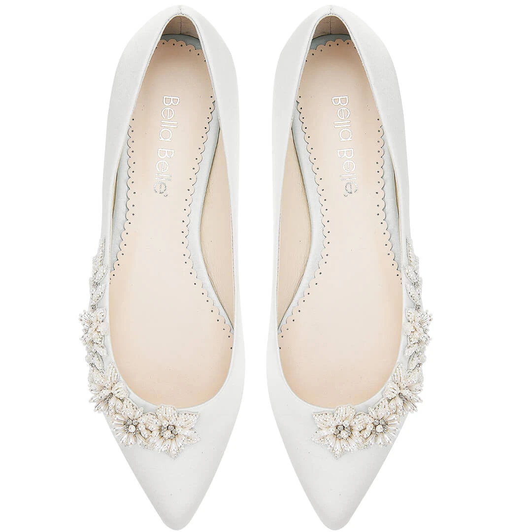 DAISY IVORY Ivory Wedding Shoes Flats, Pearl Detail Bridal Shoes 4 DAISY IVORY Ivory Wedding Shoes Flats, Pearl Detail Bridal Shoes