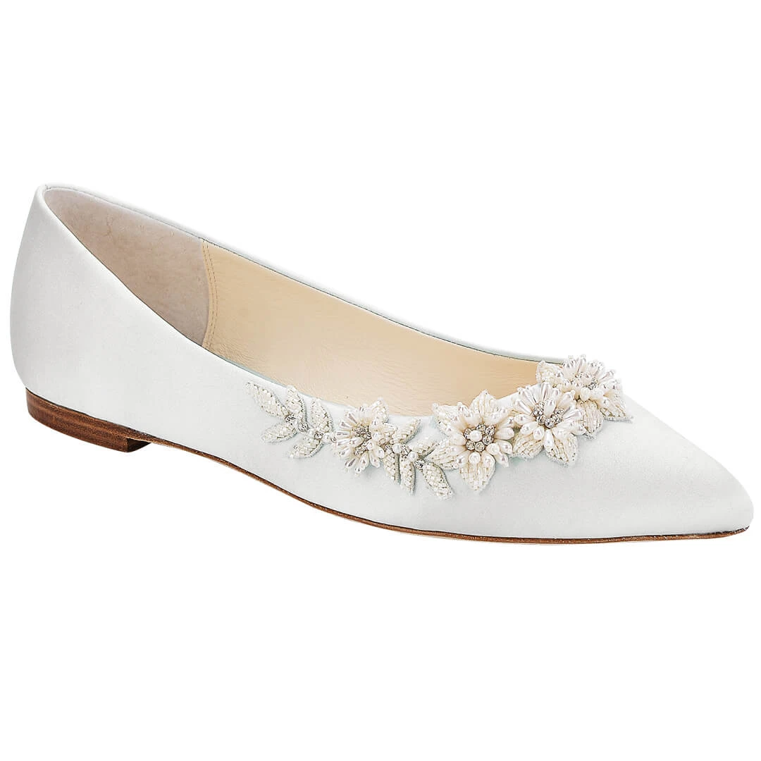 DAISY IVORY Ivory Wedding Shoes Flats, Pearl Detail Bridal Shoes 3 DAISY IVORY Ivory Wedding Shoes Flats, Pearl Detail Bridal Shoes