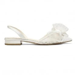 FIORELLA Flat Lace Slingback Shoes With Bow