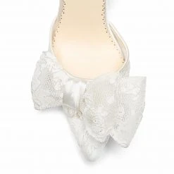 FRANCESCA Lace Slingback Wedding Shoes With Bow 13 FRANCESCA Lace Slingback Wedding Shoes With Bow