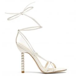 GIADA White Tie Up Pearl Heel Shoes Wedding 8 GIADA White Tie Up Pearl Heel Shoes Wedding