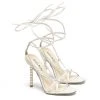 GIADA White Tie Up Pearl Heel Shoes Wedding