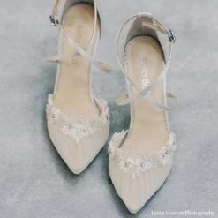 HELEN Pleated Tulle Flower Wedding Shoes 12 HELEN Pleated Tulle Flower Wedding Shoes