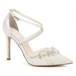 HELEN Pleated Tulle Flower Wedding Shoes 10 HELEN Pleated Tulle Flower Wedding Shoes