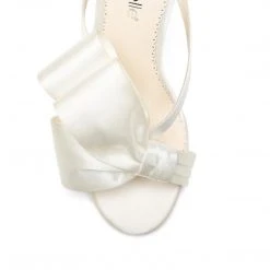 IZZY Ivory Tall Block Heel Mules With Bow Wedding