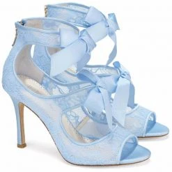 JANE BLUE Blue Lace Heels Wedding