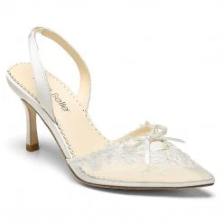 JULIETTE Wedding Lace Kitten Heel Slingback Pumps