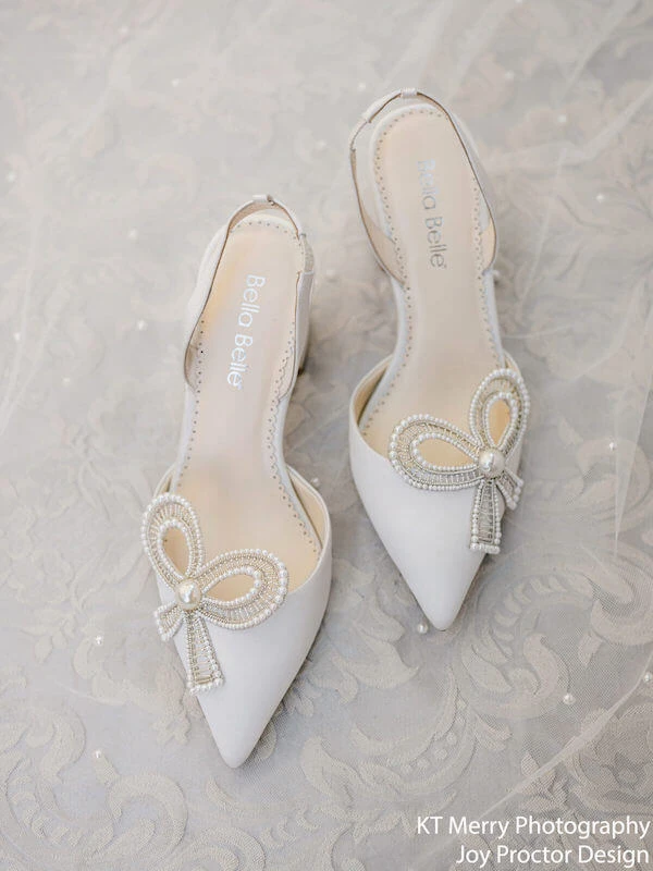KAYLA Ivory Wedding Shoes With Pearls, Block Heel Slingback 2 KAYLA Ivory Wedding Shoes With Pearls, Block Heel Slingback