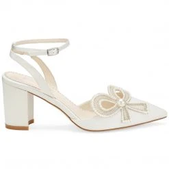 KAYLA Ivory Wedding Shoes With Pearls, Block Heel Slingback 11 KAYLA Ivory Wedding Shoes With Pearls, Block Heel Slingback