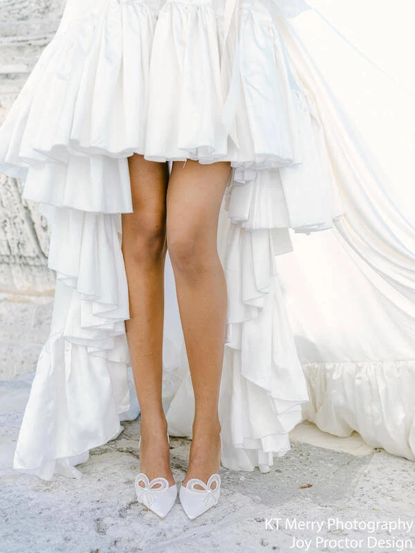 KAYLA Ivory Wedding Shoes With Pearls, Block Heel Slingback 7 KAYLA Ivory Wedding Shoes With Pearls, Block Heel Slingback