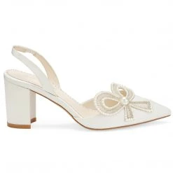 KAYLA Ivory Wedding Shoes With Pearls, Block Heel Slingback 10 KAYLA Ivory Wedding Shoes With Pearls, Block Heel Slingback