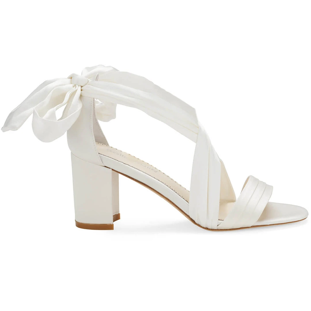 KELLY Open Toe White Ribbon Heels For Weddings 3 KELLY Open Toe White Ribbon Heels For Weddings