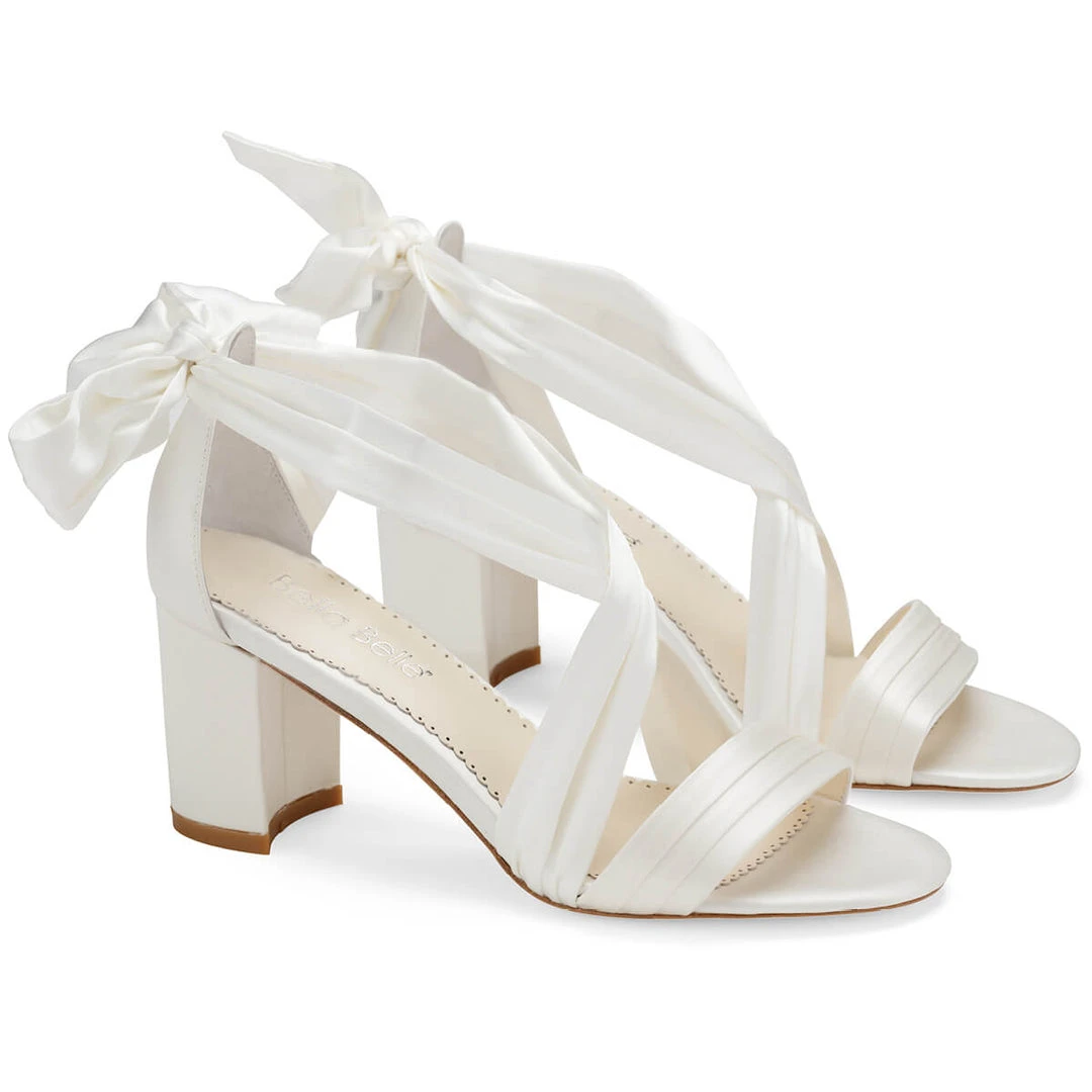 KELLY Open Toe White Ribbon Heels For Weddings 1 KELLY Open Toe White Ribbon Heels For Weddings