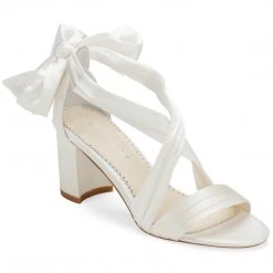 KELLY Open Toe White Ribbon Heels For Weddings 10 KELLY Open Toe White Ribbon Heels For Weddings