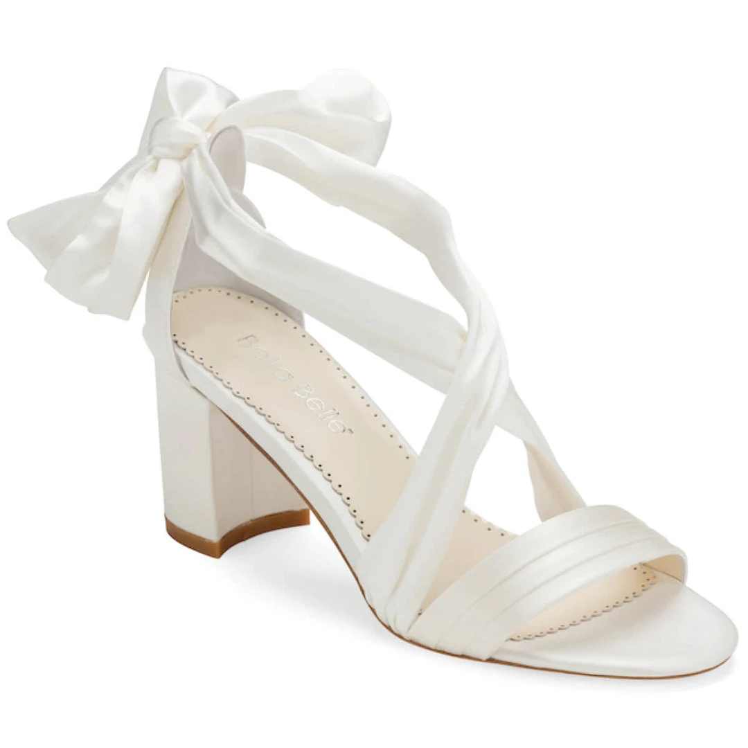 KELLY Open Toe White Ribbon Heels For Weddings 4 KELLY Open Toe White Ribbon Heels For Weddings