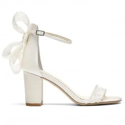 LAURIE Lace Bow Block Heel Wedding