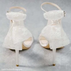 LEILA Lace Bow Wedding Shoes With Stiletto Heel