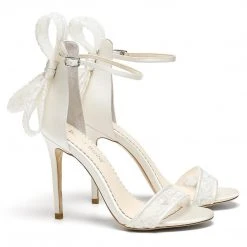 LEILA Lace Bow Wedding Shoes With Stiletto Heel