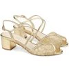 LORETTA Lace Gold Block Heel Sandal Wedding
