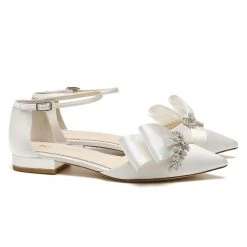 MARCIA Flat Wedding Shoes With Crystal And Bow