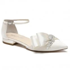 MARCIA Flat Wedding Shoes With Crystal And Bow 10 MARCIA Flat Wedding Shoes With Crystal And Bow