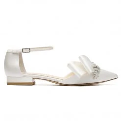 MARCIA Flat Wedding Shoes With Crystal And Bow 9 MARCIA Flat Wedding Shoes With Crystal And Bow