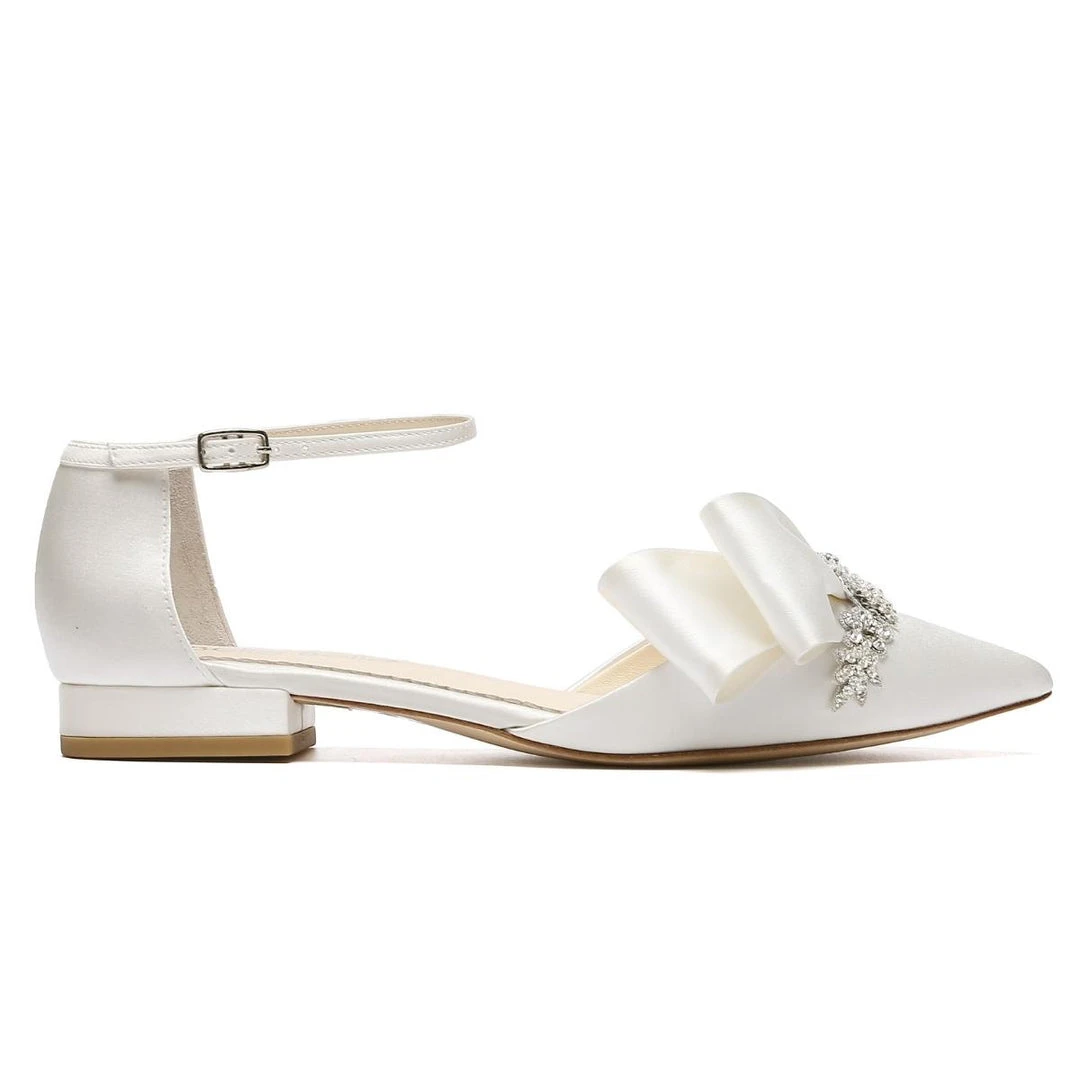 MARCIA Flat Wedding Shoes With Crystal And Bow 3 MARCIA Flat Wedding Shoes With Crystal And Bow