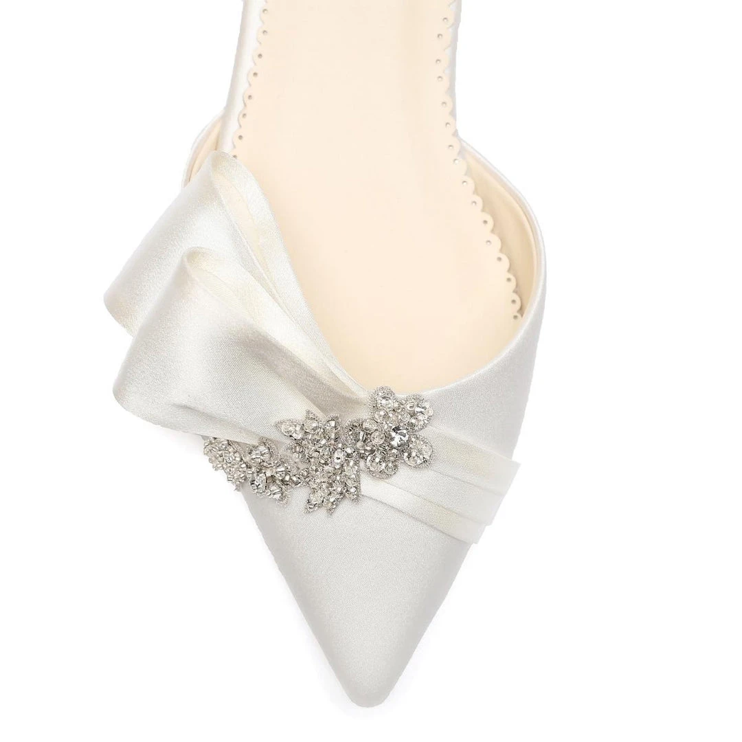 MARGO Ivory Flower Crystal Embellished Block Heels 5 MARGO Ivory Flower Crystal Embellished Block Heels