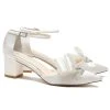 MARGO Ivory Flower Crystal Embellished Block Heels