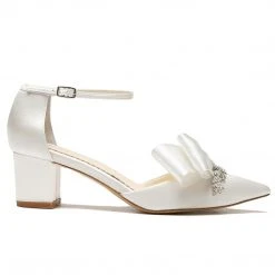 MARGO Ivory Flower Crystal Embellished Block Heels 10 MARGO Ivory Flower Crystal Embellished Block Heels