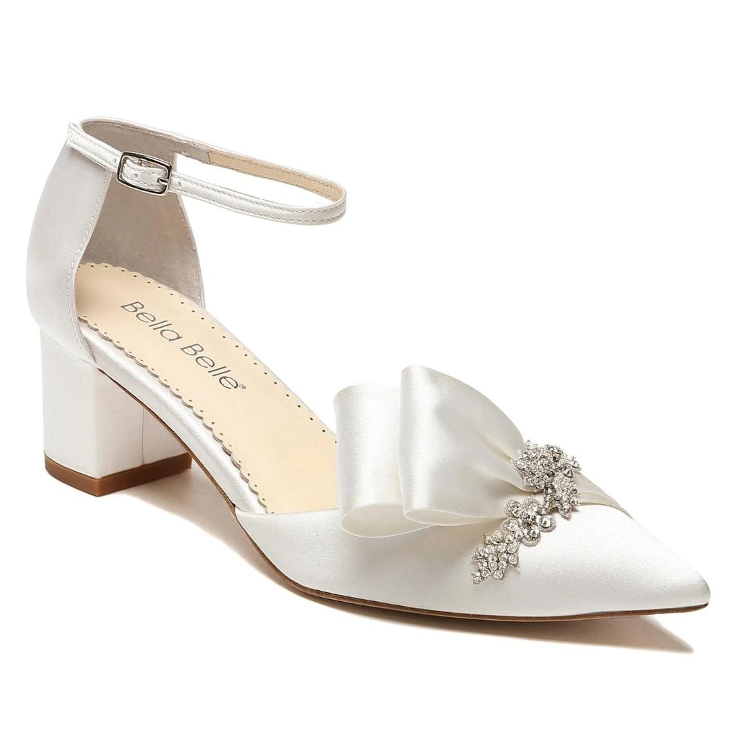MARGO Ivory Flower Crystal Embellished Block Heels 4 MARGO Ivory Flower Crystal Embellished Block Heels