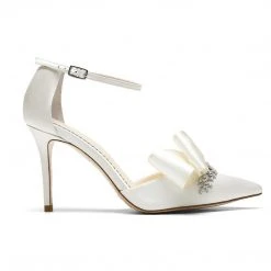 MARLENE Ivory Wedding Crystal Flower Shoe With Bow
