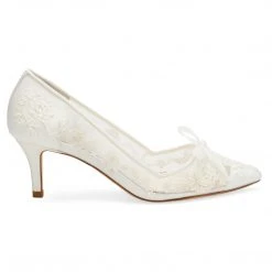 MONICA Floral Lace Low Heel Shoes Wedding