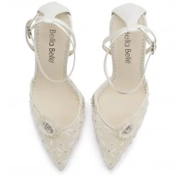 NORAH IVORY Ivory Flower Shoes With Sequined Petals Wedding