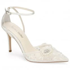 NORAH IVORY Ivory Flower Shoes With Sequined Petals Wedding