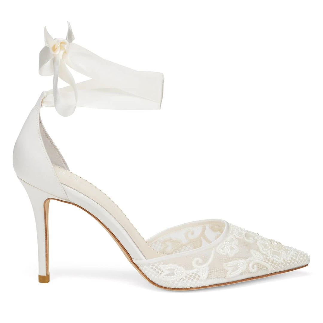 PENELOPE Lace And Pearl Wedding Shoes 3 PENELOPE Lace And Pearl Wedding Shoes