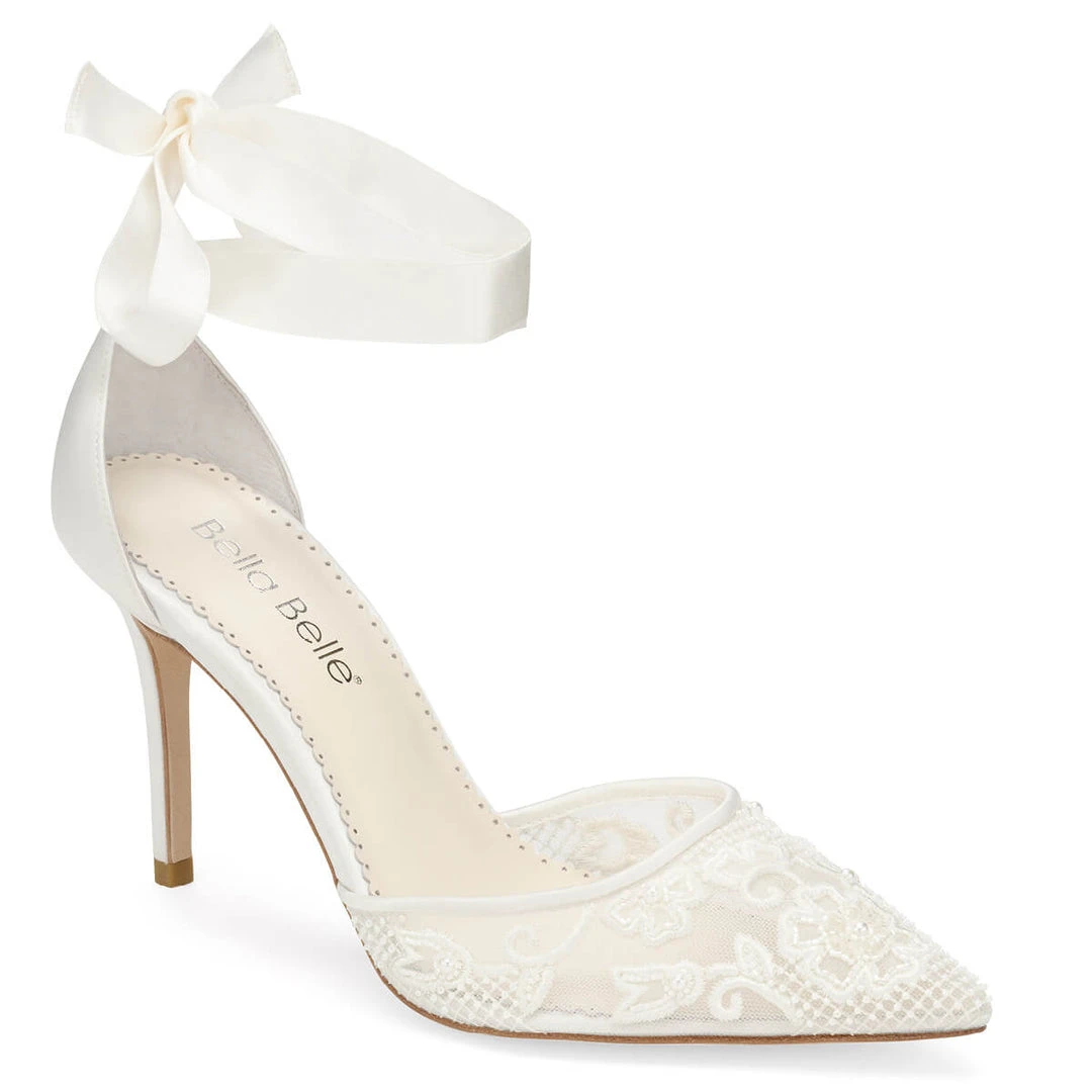 PENELOPE Lace And Pearl Wedding Shoes 4 PENELOPE Lace And Pearl Wedding Shoes