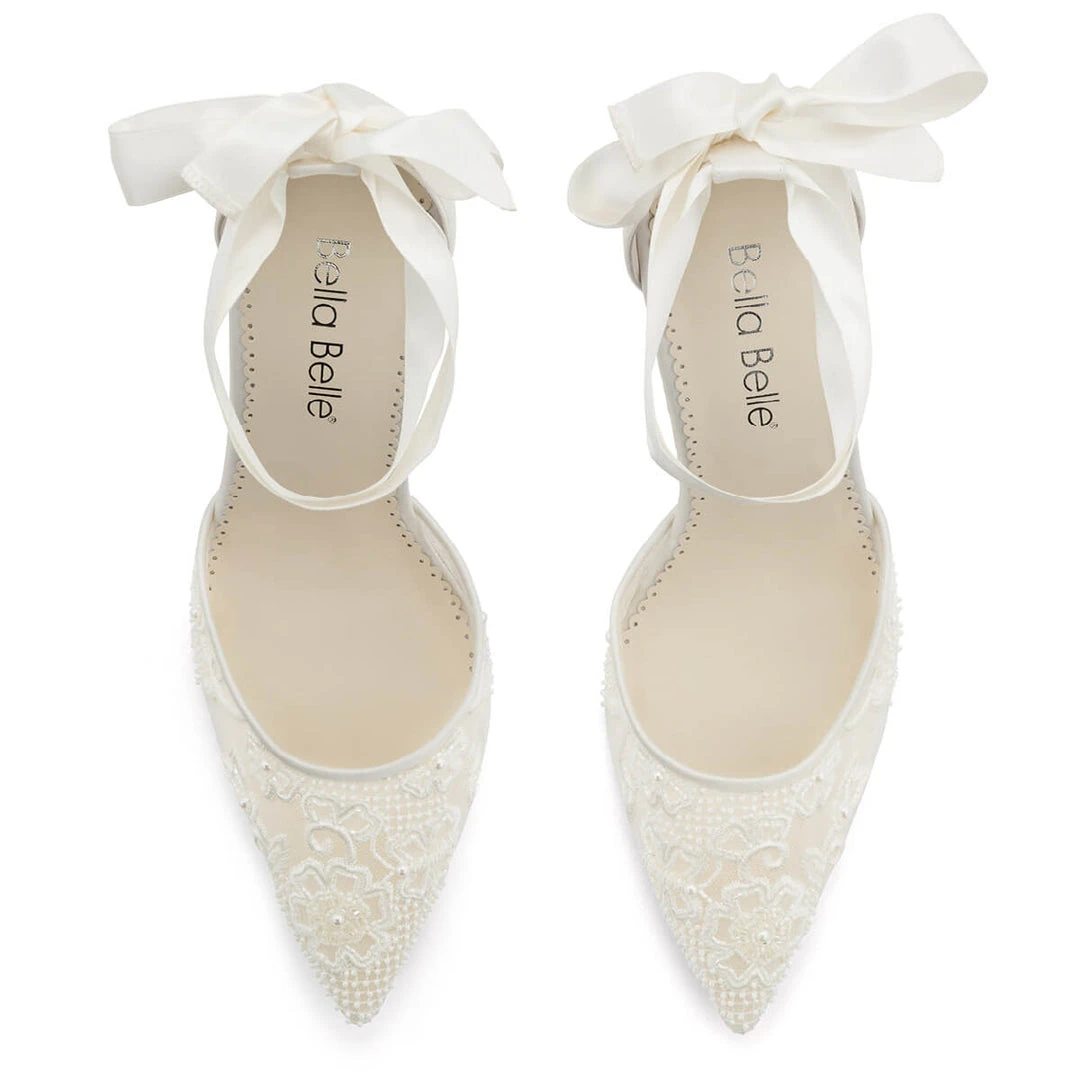 PENELOPE Lace And Pearl Wedding Shoes 5 PENELOPE Lace And Pearl Wedding Shoes