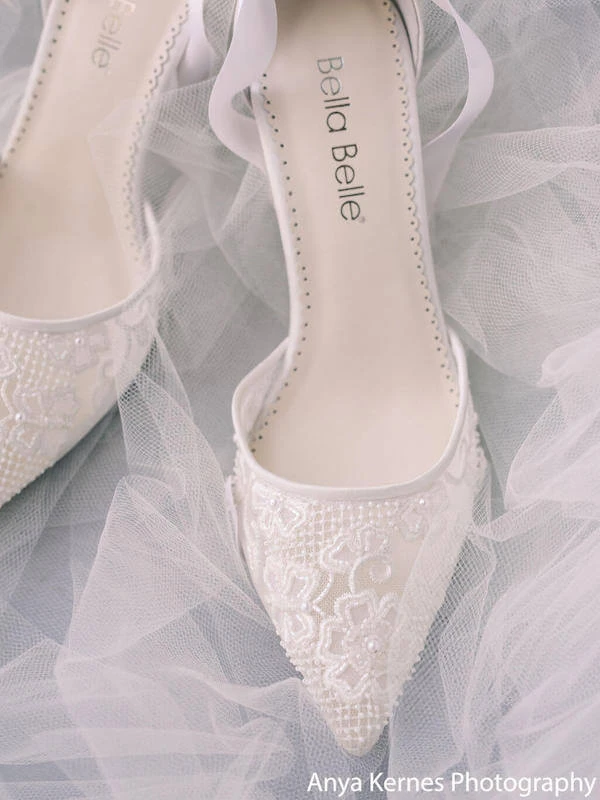 PENELOPE Lace And Pearl Wedding Shoes 2 PENELOPE Lace And Pearl Wedding Shoes